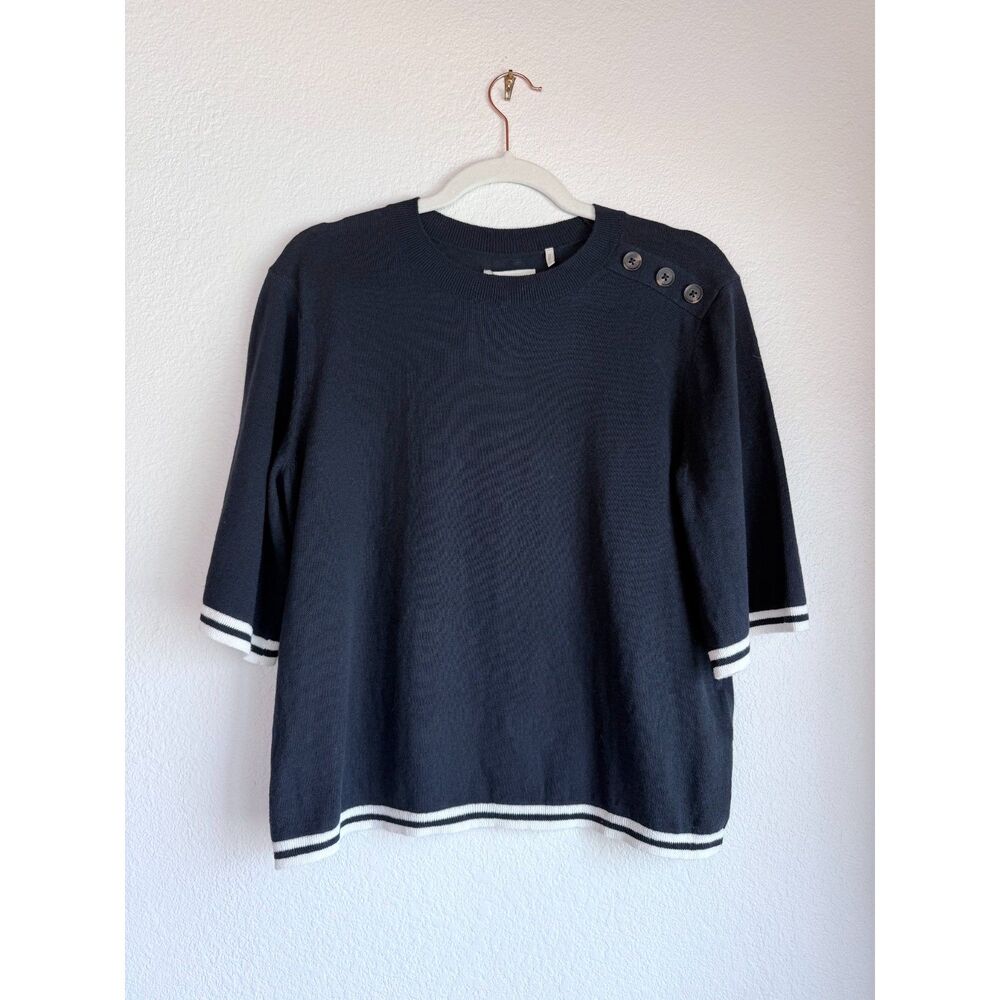 NWT Barbour Women's Genevieve Crewneck Jumper in Dark Navy Size 4